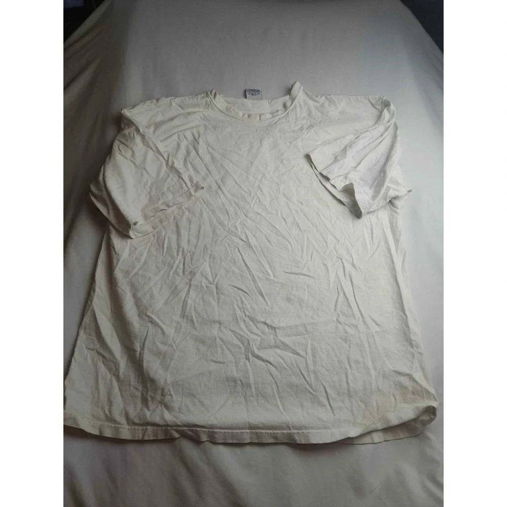 Pluma Vintage White Heavyweight Cotton T-Shirt Made in USA XXL Short Sleeve Mens